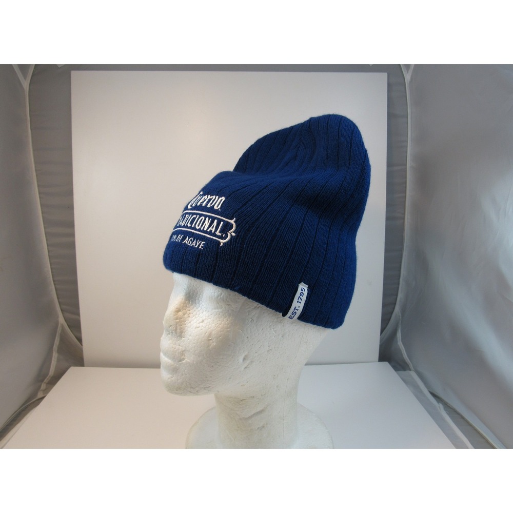 Cuervo Tradicional Beanie Hat Men's One Size Navy Blue White EST 1795